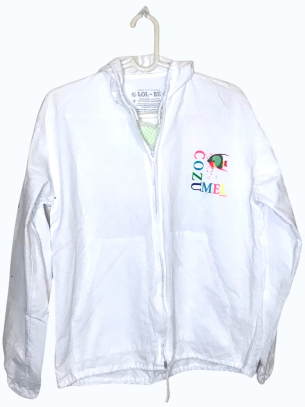 Vintage Cozumel Mexico Windbreaker Jacket • Graphic Fish Print •S/M Zip Hoodie